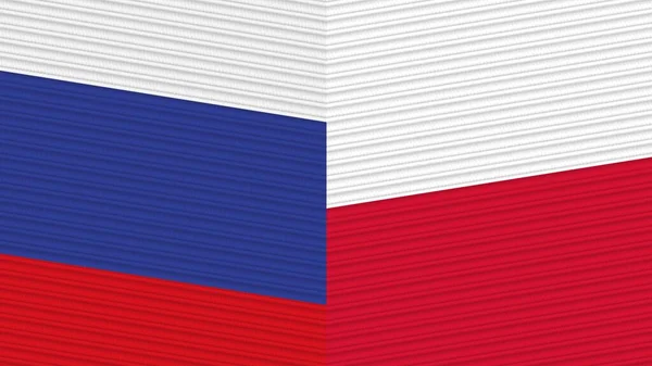 Польща Росія Два Півпрапори Разом Фабричні Текстури Ілюстрація — стокове фото