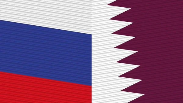 Katar Rusko Dvě Poloviny Vlajky Dohromady Textilní Textury Ilustrace — Stock fotografie