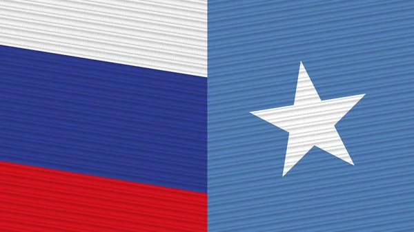 Somalia Russia Two Half Flags Together Fabric Texture Illustration — Stock Photo, Image