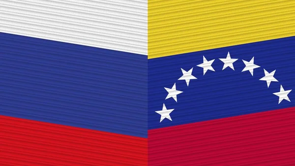 Venezuela Rusia Dos Medias Banderas Juntas Textura Tela Ilustración — Foto de Stock