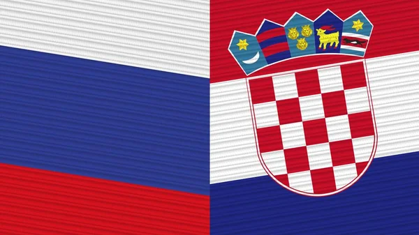 Croacia Rusia Dos Medias Banderas Juntas Textura Tela Ilustración —  Fotos de Stock