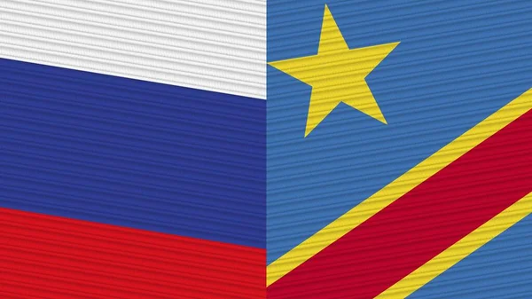 Democratische Republiek Congo Rusland Twee Halve Vlaggen Samen Textuur Illustratie — Stockfoto