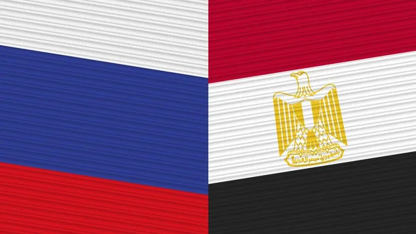 Egitto Russia Due Mezze Bandiere Insieme Tessuto Texture Illustrazione — Foto Stock