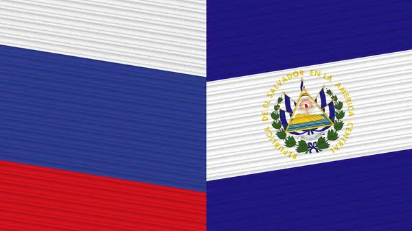 Salvador Oroszország Két Fél Zászlók Együtt Szövet Textúra Illusztráció — Stock Fotó