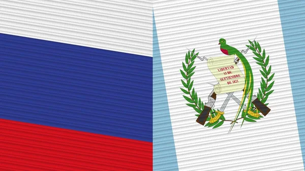 Guatemala Rússia Duas Meias Bandeiras Juntas Ilustração Textura Tecido — Fotografia de Stock