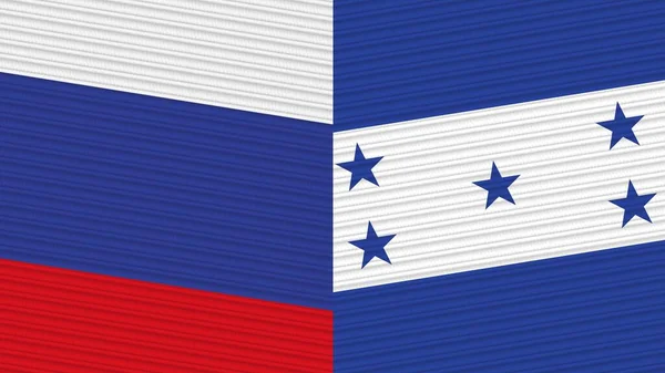 Honduras Rússia Duas Meias Bandeiras Juntas Ilustração Textura Tecido — Fotografia de Stock