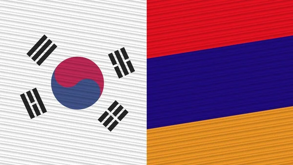 Armenië Zuid Korea Twee Halve Vlaggen Samen Textuur Illustratie — Stockfoto