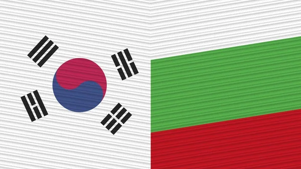 Bulgarije Zuid Korea Twee Halve Vlaggen Samen Textuur Illustratie — Stockfoto