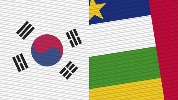 República Centro Africana Coreia Sul Duas Meias Bandeiras Juntas Ilustração — Fotografia de Stock