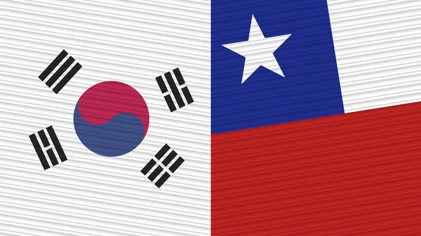 Chile Jižní Korea Dvě Poloviny Vlajky Dohromady Textilní Textury Ilustrace — Stock fotografie