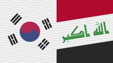 Irak ve Güney Kore Birlikte İki Yarım Bayrak Kumaş Resim