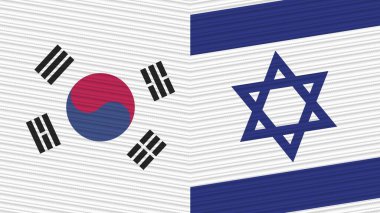 İsrail ve Güney Kore Birlikte İki Yarım Bayrak Kumaş Resim