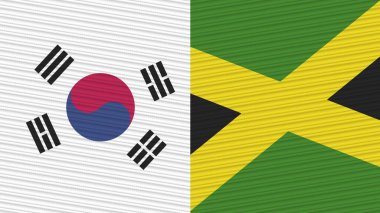 Jamaika ve Güney Kore İki Yarım Bayrak Birlikte Kumaş Resim