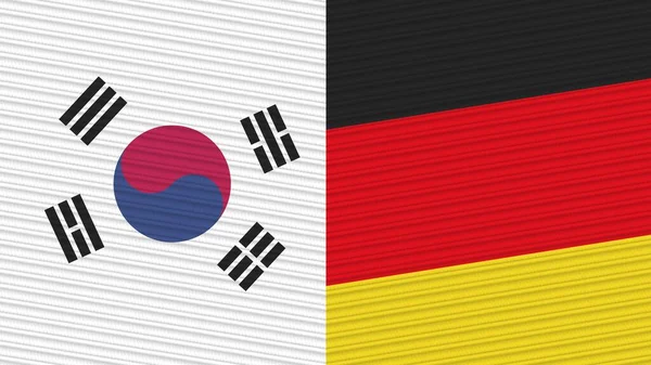 Deutschland Und Südkorea Zwei Halbe Flaggen Zusammen Textur Illustration — Stockfoto