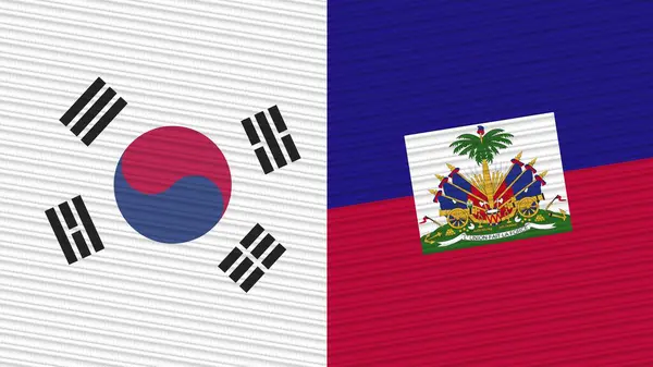 Haiti Jižní Korea Dvě Poloviny Vlajky Dohromady Textilní Textury Ilustrace — Stock fotografie