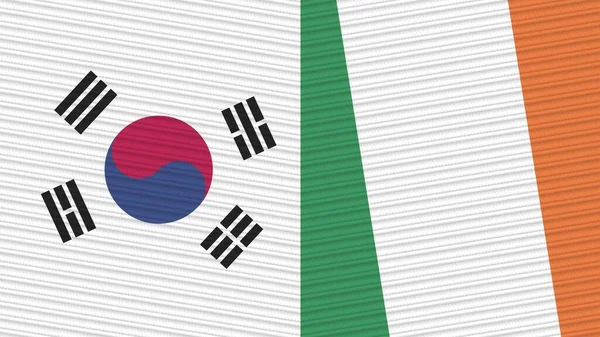 Irlanda Corea Del Sur Dos Medias Banderas Juntas Textura Tela —  Fotos de Stock