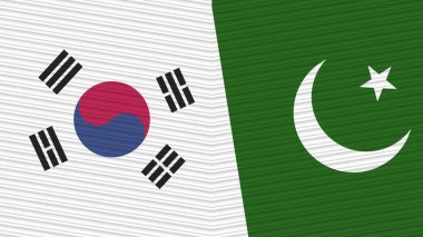 Pakistan ve Güney Kore Birlikte İki Yarım Bayrak Kumaş Resim