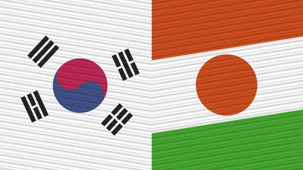 Niger Und Südkorea Zwei Halbe Flaggen Zusammen Textur Illustration — Stockfoto