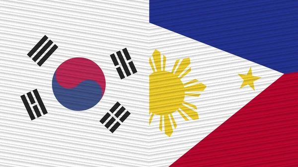 Philippinen Und Südkorea Zwei Halbe Flaggen Zusammen Textur Illustration — Stockfoto
