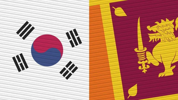 Sri Lanka Zuid Korea Twee Halve Vlaggen Samen Textuur Illustratie — Stockfoto