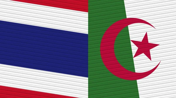 Argelia Tailandia Dos Medias Banderas Juntas Textura Tela Ilustración —  Fotos de Stock