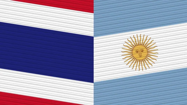Argentina Tailândia Duas Meias Bandeiras Juntas Ilustração Textura Tecido — Fotografia de Stock