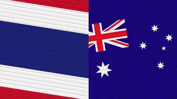 Australia Tailandia Dos Medias Banderas Juntas Textura Tela Ilustración —  Fotos de Stock