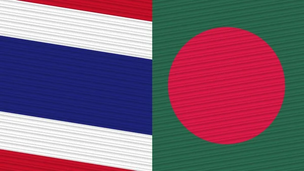 Бангладеш Таиланд Два Полуфлага Вместе Иллюстрация Текстуры Ткани — стоковое фото