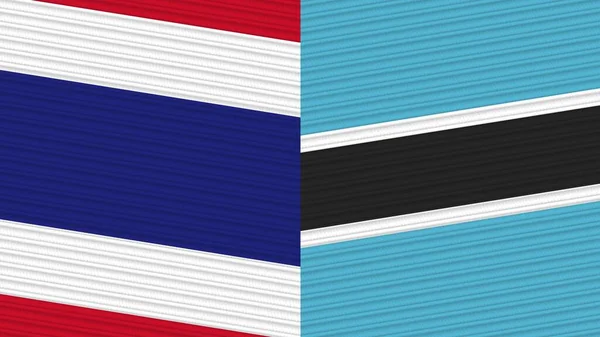 Botswana Thaïlande Deux Demi Drapeaux Ensemble Tissu Texture Illustration — Photo