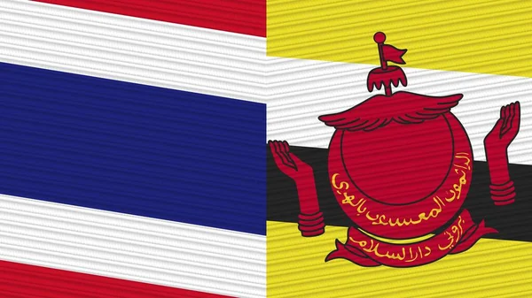Brunej Thajsko Dvě Poloviny Vlajky Dohromady Textilní Textury Ilustrace — Stock fotografie