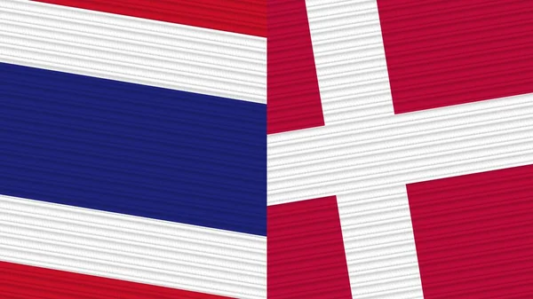 Denmark Thailand Two Half Flags Together Fabric Texture Illustration — Stock Photo, Image