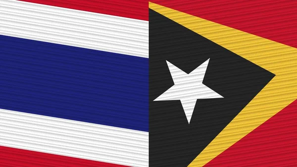 East Timor Thailand Two Half Flags Together Fabric Texture Illustration — Stock Photo, Image