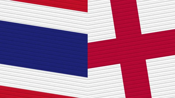 Inghilterra Thailandia Due Mezze Bandiere Insieme Tessuto Texture Illustrazione — Foto Stock