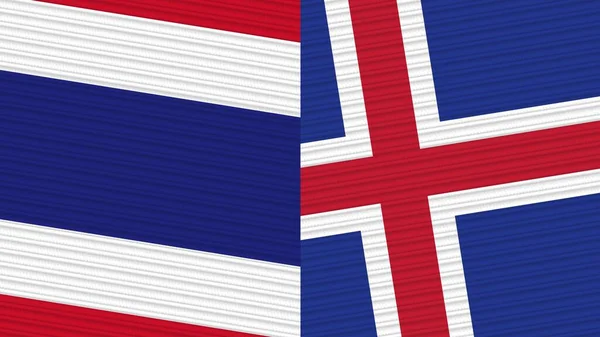 アイスランドとタイのハーフフラグ2枚 ファブリックテクスチャイラスト — ストック写真