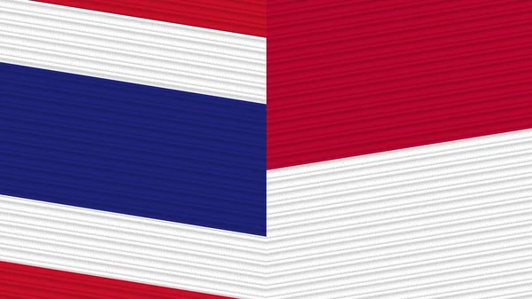 Indonésia Tailândia Duas Meias Bandeiras Juntas Ilustração Textura Tecido — Fotografia de Stock