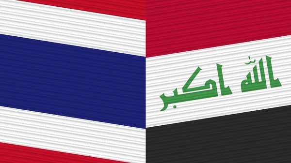 Irak Och Thailand Två Halva Flaggor Tillsammans Tyg Textur Illustration — Stockfoto