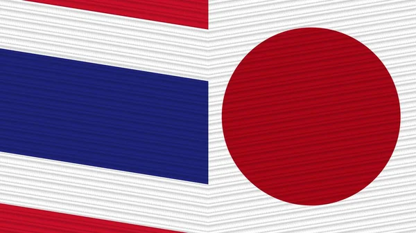Japonsko Thajsko Dvě Poloviny Vlajky Dohromady Textilní Textury Ilustrace — Stock fotografie