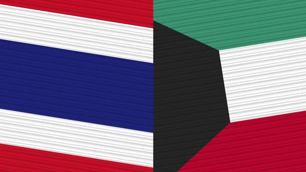 Kuvajt Thajsko Dvě Poloviny Vlajky Dohromady Textilní Textury Ilustrace — Stock fotografie