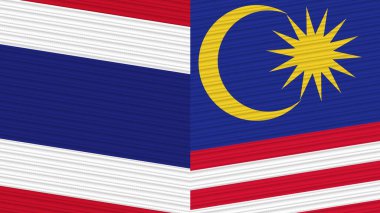 Malezya ve Tayland Birlikte İki Yarım Bayrak Kumaş Çizimi