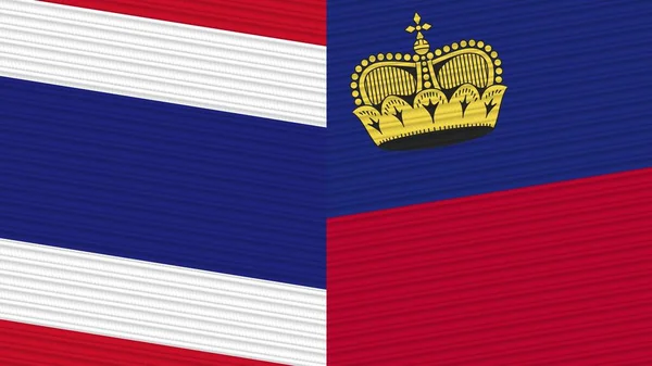 Liechtenstein Thailand Two Half Flags Together Fabric Texture Illustration — 스톡 사진