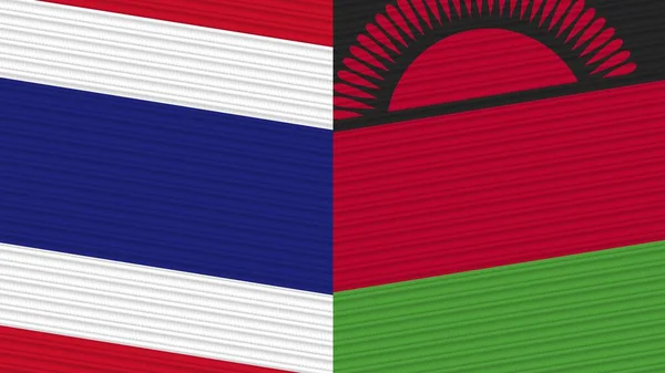 Malawi Thajsko Dvě Poloviny Vlajky Dohromady Textilní Textury Ilustrace — Stock fotografie