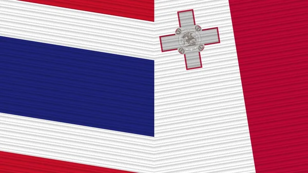Malta Thajsko Dvě Poloviny Vlajky Dohromady Textilní Textury Ilustrace — Stock fotografie