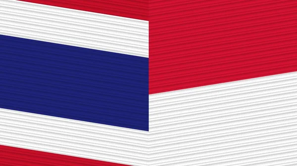 Mônaco Tailândia Duas Meias Bandeiras Juntas Ilustração Textura Tecido — Fotografia de Stock