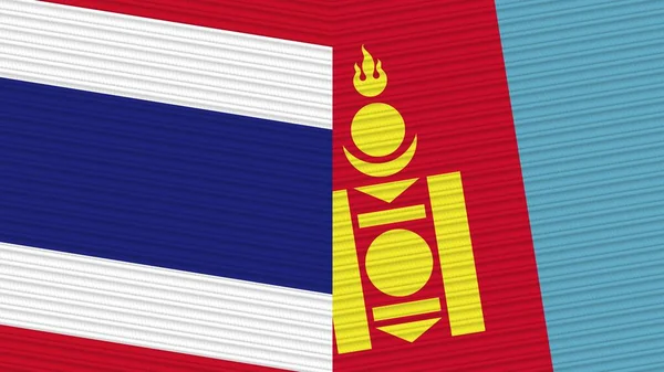 Mongolia Tailandia Dos Medias Banderas Juntas Textura Tela Ilustración —  Fotos de Stock
