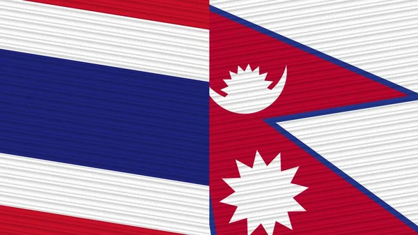 尼泊尔和泰国两个半旗一起织造纹理图解 — 图库照片