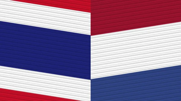 Nizozemsko Thajsko Dvě Poloviny Vlajky Dohromady Textilní Textury Ilustrace — Stock fotografie