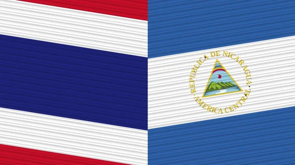 Нікарагуа Таїланд Два Півпрапори Разом Фабрична Текстура Ілюстрація — стокове фото