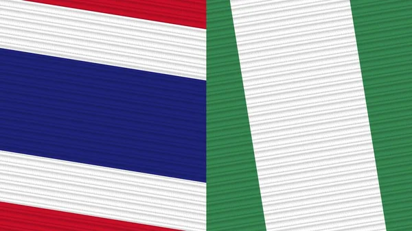 Nigeria Thailand Two Half Flags Together Fabric Texture Illustration — Stock Photo, Image