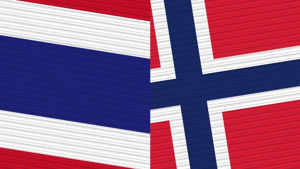 Norway Thailand Two Half Flags Together Fabric Texture Illustration — Stock Photo, Image