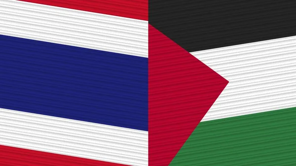 Palestine Thailand Two Half Flags Together Fabric Texture Illustration — Stock Photo, Image